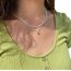 Fashion Silver Pearl Beaded Heart Double Layer Necklace