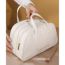 Fashion Wrinkled Mouth Gold Covered Milk Apricot White-small Pu Large Capacity Portable Storage Bag