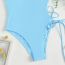 Fashion Blue Nylon Lace-up Hollow One-piece Swimsuit
