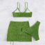 Fashion Green Polyester Tankini Swimsuit Bikini Drawstring Beach Skirt Set