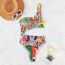 Fashion Color Polyester Printed One-shoulder Cutout Swimsuit