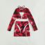 Fashion Red Polyester Printed Halter Neck Split Swimsuit Bikini Four-piece Set