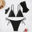 Fashion Black Polyester Lace-up One-piece Swimsuit Bikini Sleeves And Collar Set