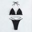 Fashion Black Top Nylon Chain Halter Swimsuit