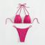 Fashion Rose Red Nylon Textured Halterneck One-piece Swimsuit Bikini