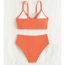 Fashion Orange Color Nylon Vertical Pattern High Waist Children's One-piece Swimsuit