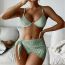 Fashion Green Polyester Halter Neck Split Swimsuit Bikini Three Piece Set