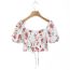 Fashion White Polyester Printed Lace-up Short-sleeved Skirt Suit