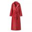 Fashion Red Polyester Lapel Lace-up Coat