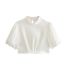 Fashion White Polyester Textured Lapel Short-sleeved Irregular Skirt
