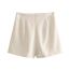 Fashion Apricot Polyester Buttoned Pleated Shorts