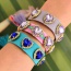 Fashion Blue+dark Blue Alloy Diamond Heart Woven Pattern Tassel Bracelet