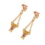 Fashion Gold Copper Set Zircon Bear Pendant Chain Earrings
