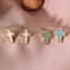 Fashion Blue Copper Set Zircon Oil Drop Cross Earrings
