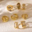 Fashion Golden 7 Copper Set Zirconia Geometric Ring