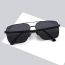 Fashion Gun Frame Black And Gray Film Double Bridge Metal Square Sunglasses