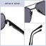 Fashion Gun Frame Black And Gray Film Double Bridge Metal Square Sunglasses