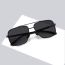 Fashion Black Frame Black And Gray Film Double Bridge Square Large Frame Sunglasses