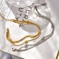 Fashion Silver Titanium Steel Double Layer Snake Bone Chain Bead Bracelet