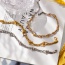 Fashion Gold Titanium Steel Multi-layer Chain Bead Anklet