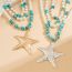 Fashion Silver Pearl Turquoise Beaded Starfish Necklace