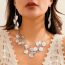 Fashion Suit-white K 4925 Copper Geometric Leaf Necklace And Earrings Set