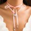 Fashion Pink Metal Love Necklace