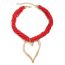 Fashion Silver 5 Rice Beads Beaded Hollow Love Necklace