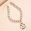 Fashion White K Necklace+earrings Metal Beaded Round Necklace And Earrings Set