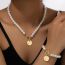 Fashion Pearl Sun Pendant (set) Pearl Beaded Metal Diamond Plate Necklace Bracelet Set