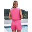 Fashion Pink Polyester Buttoned Vest And Shorts Set