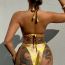 Fashion Gold Polyester Lace-up Tankini Swimsuit Bikini