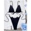 Fashion Black Polyester Halterneck Tankini Swimsuit Bikini