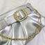 Fashion Silver Pu Belt Buckle Pleated Cross-body Bag