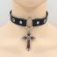 Fashion Black Ten Leather Studded Cross Collar