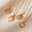 Fashion Golden 4 Titanium Steel Inlaid With Zirconium Heart Bow Cat's Eye Stone Pendant Necklace