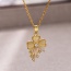 Fashion Gold Titanium Steel Inlaid Zirconia Cat's Eye Flower Pendant Necklace