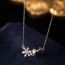 Fashion Moonstone Flower Four Pointed Star Necklace - White Gold Copper Inlaid Zirconium Flower Necklace