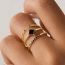 Fashion Set Of 3 - Gold Silver And Diamond Geometric Ring Set