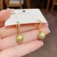 Fashion Zircon Green Pearl Earrings (thick Real Gold To Preserve Color) Copper Diamond Pearl Earrings