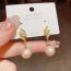 Fashion Zircon Spiral Champagne Pearl Earrings (thick Real Gold To Preserve Color) Copper Inlaid Zirconium Spiral Pearl Earrings