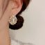 Fashion Gold Copper Geometric Diamond Pearl Stud Earrings