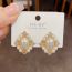 Fashion Gold Copper Geometric Diamond Pearl Stud Earrings