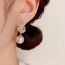 Fashion Gold Copper Inlaid Zirconium Leaf Pearl Earrings