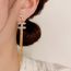 Fashion Gold Copper Inlaid Zirconium Geometric Tassel Earrings