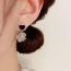 Fashion Gold Copper Inlaid Zirconium Love Flower Earrings