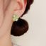 Fashion Green Copper Heart Quatrefoil Cat's Eye Stud Earrings