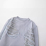 Fashion Blue Polyester Ripped Crew Neck Pullover Sweater