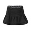 Fashion Grey Polyester Striped Drawstring Pleated Skirt (with Safety Pants Inside)