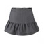 Fashion Grey Polyester Striped Drawstring Pleated Skirt (with Safety Pants Inside)